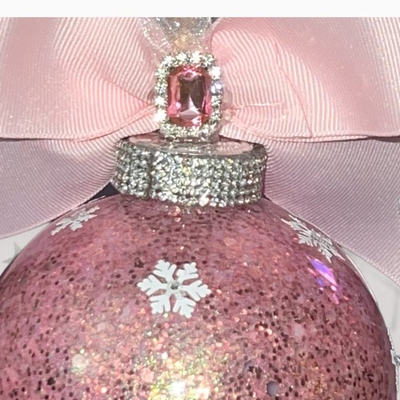 Pink Flamingo Glitter Christmas Tree Ornament, Customized Personalized, Holiday - Picture 16 of 16